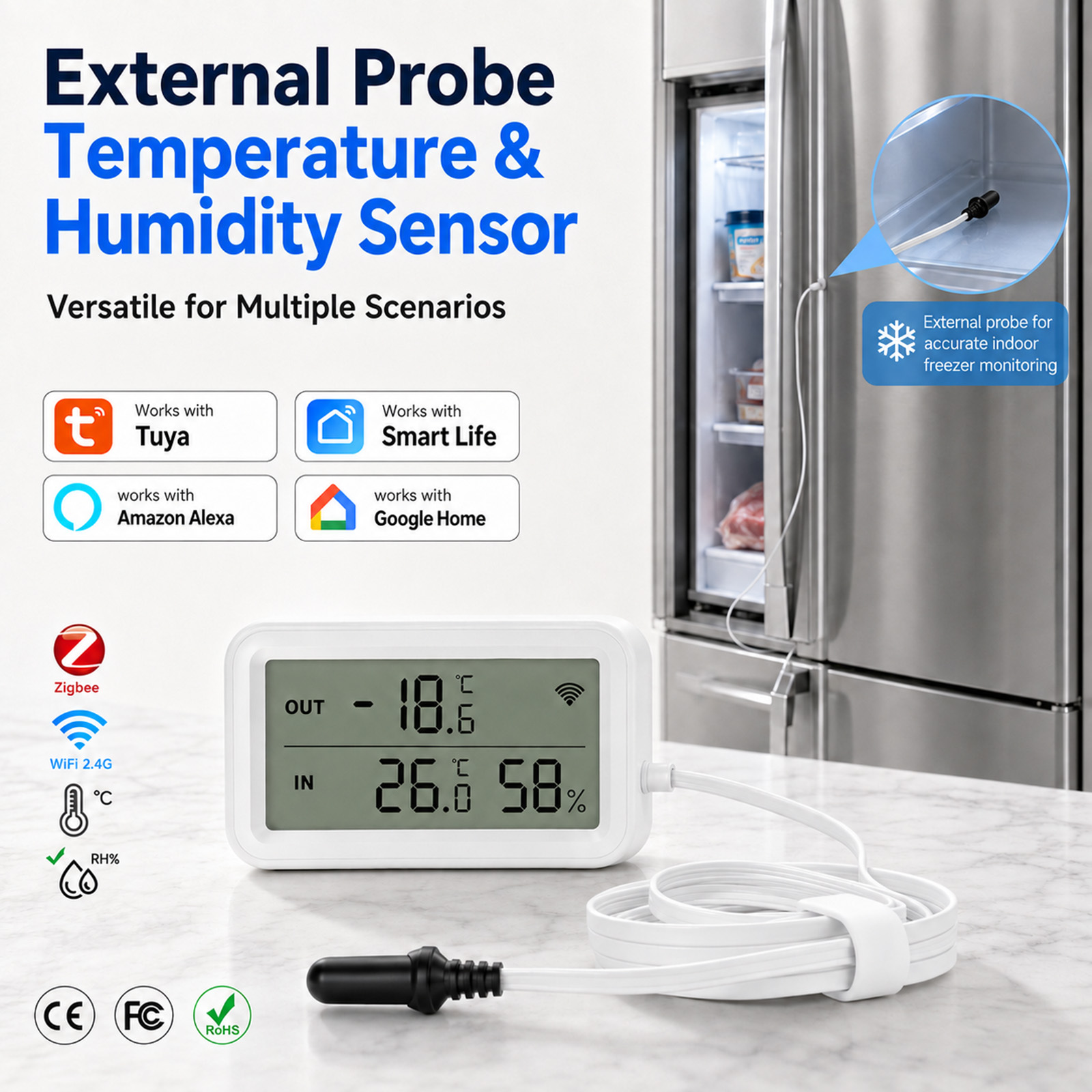 Planted Aquarium Temperature - External Waterproof Probe Temperature Humidity Sensor