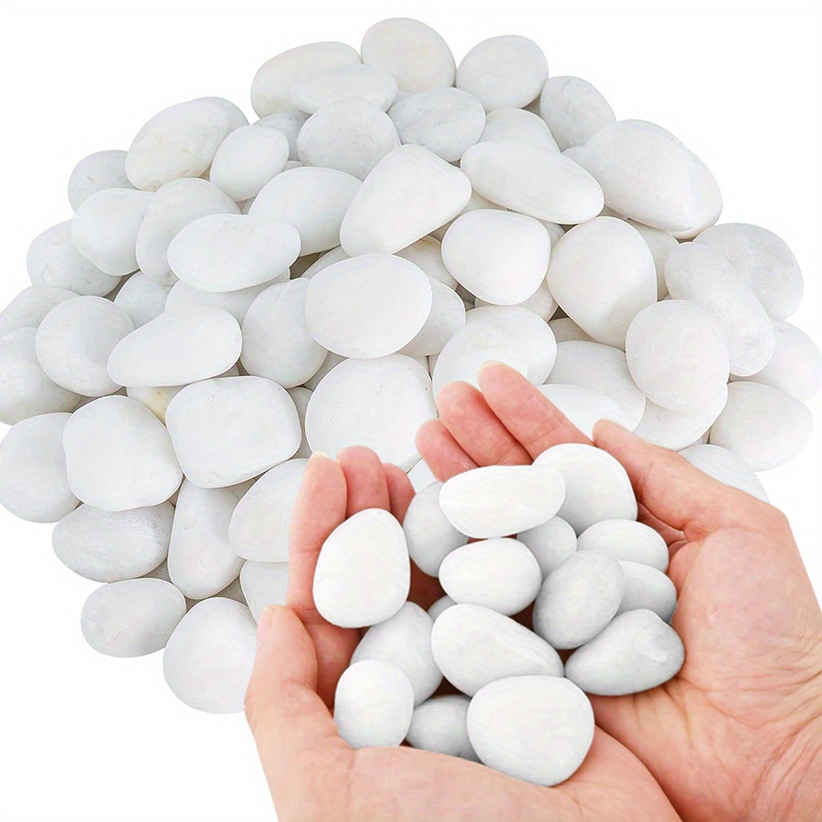 Aquarium Plant In Pot - 200/400g White High Polished Natural Pebbles