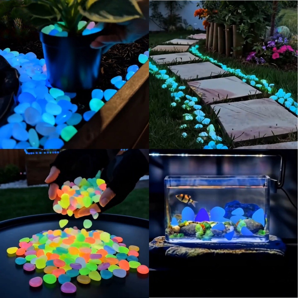 Aquarium Plant In Pot - Colorful Glow In The Dark Luminous